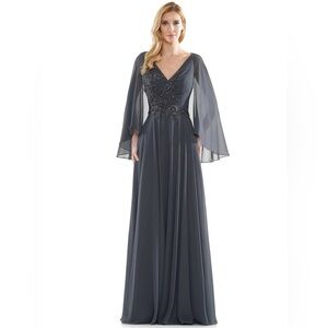 Chic Long Sleeve Charcoal Evening Dress